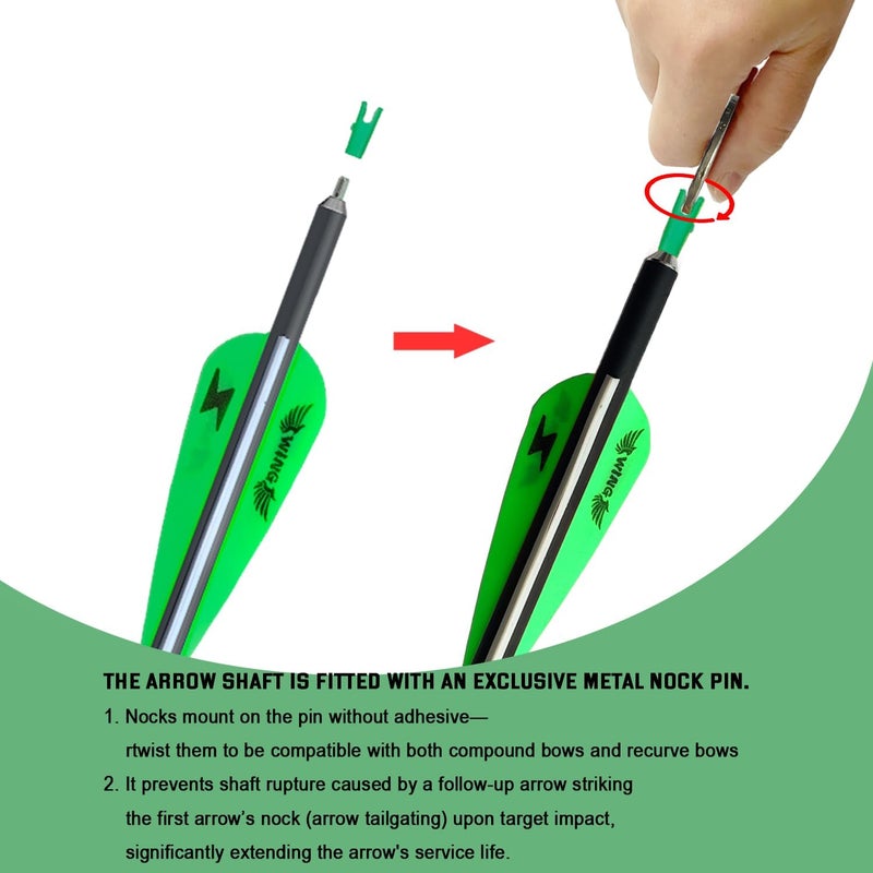 e5e10 31inch Carbon Arrow Archery Targeting Practice Hunting Arrows for Compound & Recurve Bow with Removable Tips(Pack of 12) - Image 3
